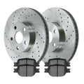 AutoShack Front Drilled Slotted Brake Rotors Silver and Performance Pads Kit Replacement for 2005 2006 2007 2008 2009 2010 Scion tC 2000 2001 2002 2003 2004 2005 Toyota Celica 1.8L 2.4L FWD