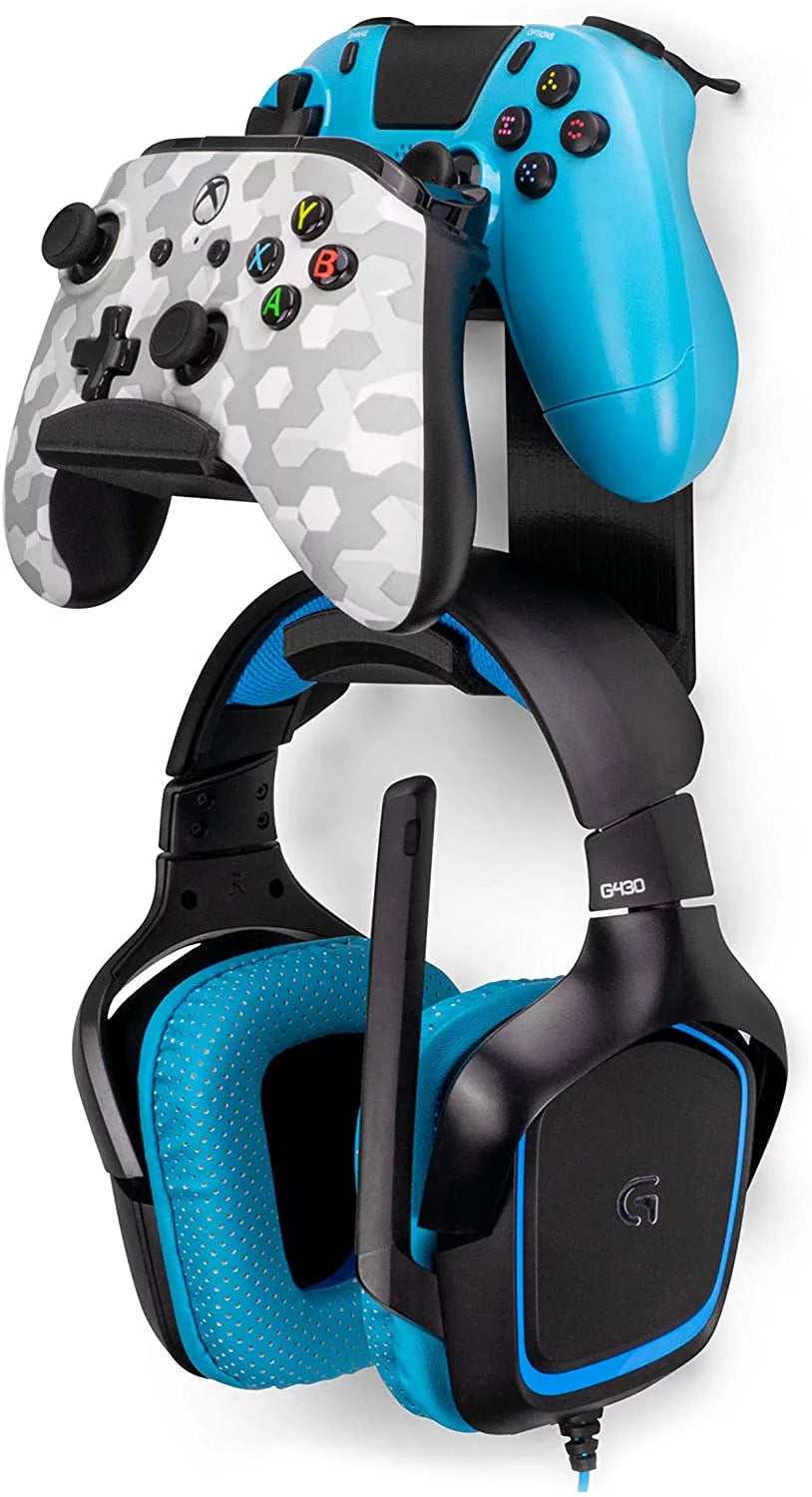 The UberAtlas Dual Game Controller & Headphone Stand Wall Mount Holder for Xbox ONE, Series X, PS5, PS4, PS3, Switch,