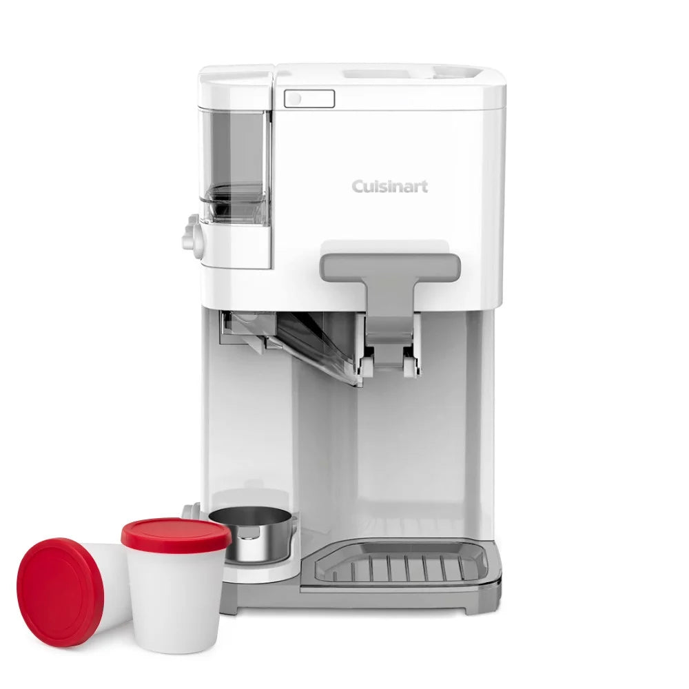 Cuisinart Mix It In Soft Serve Automatic 1.5-Quart Ice Cream Maker (White) with Containers (2-Pack)