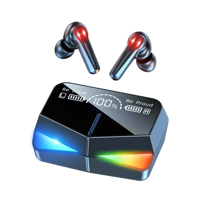 Bluetooth Earphones,Headphones,Wireless Earbuds,Noise Cancelling,5.1 Digital Display Colorful Ambient Light Stereo Low Latency Gaming Bluetooth Headset type-c Double Tap Mode.