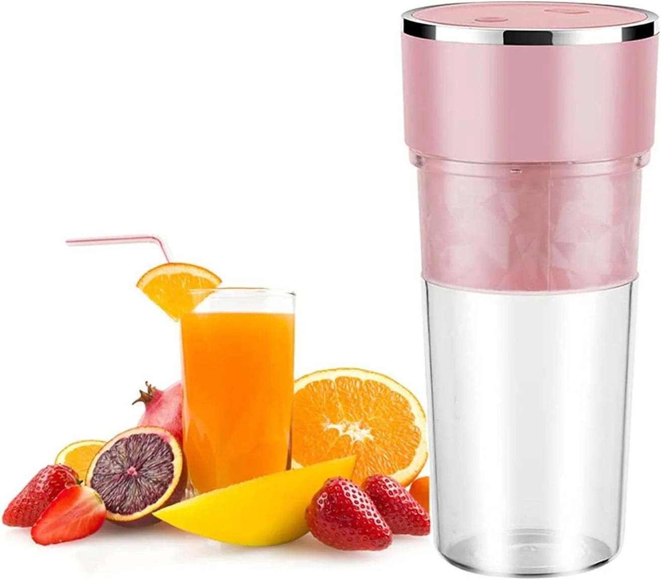 Portable Blender Travel Size, Personal Size Eletric USB Juicer Cup, Fruit, Smoothie, Baby Food Mixing Machine With Updated 4 Blades Magnetic Secure Switch Electric Fruit Mixer For Superb Mixing- 400Ml