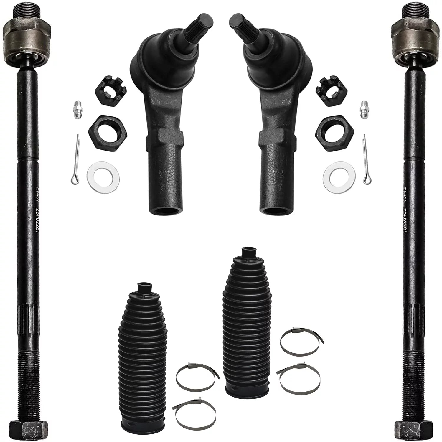 Detroit Axle - Front Tie Rods for 2002 2003 2004 2005 Dodge Ram 1500, 4 Inner and Outer Tie Rods, 2 Boots, Replacement