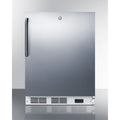 ADA compliant medical grade commercial all-freezer capable of -25 C operation, with wrapped stainless steel door, towel bar handle, and lock