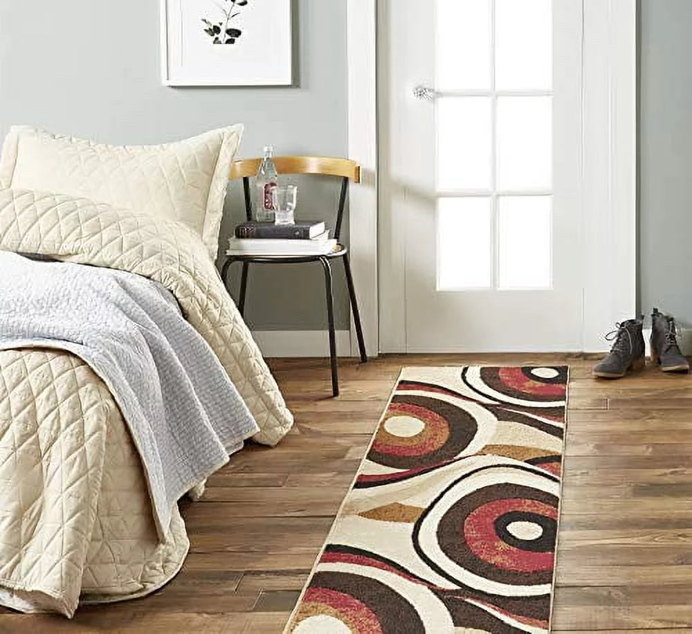 Home Dynamix Tribeca Slade Contemporary Abstract Runner Area Rug, Brown/Red, 26x12'