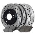 AutoShack Front and Rear Drilled Slotted Brake Rotors Black and Ceramic Pads Kit Replacement for 2011 Subaru Impreza 2013 2014 2015 BRZ 2.0L 2.5L AWD RWD