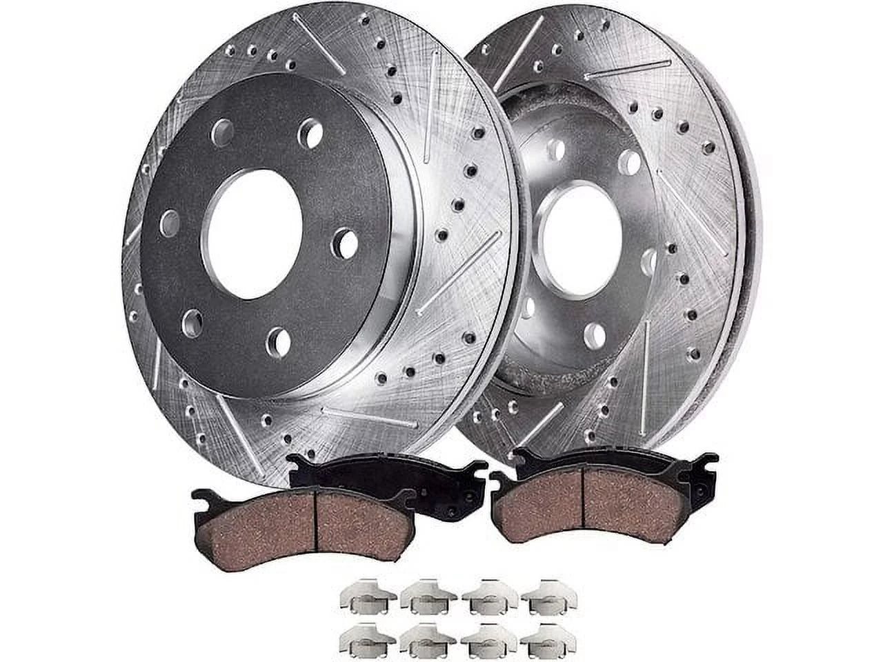 Front Ceramic Brake Pad and Drilled and Slotted Rotor Kit - 6-Lug - Compatible with 2005 - 2019 Toyota Tacoma 2006 2007 2008 2009 2010 2011 2012 2013 2014 2015 2016 2017 2018