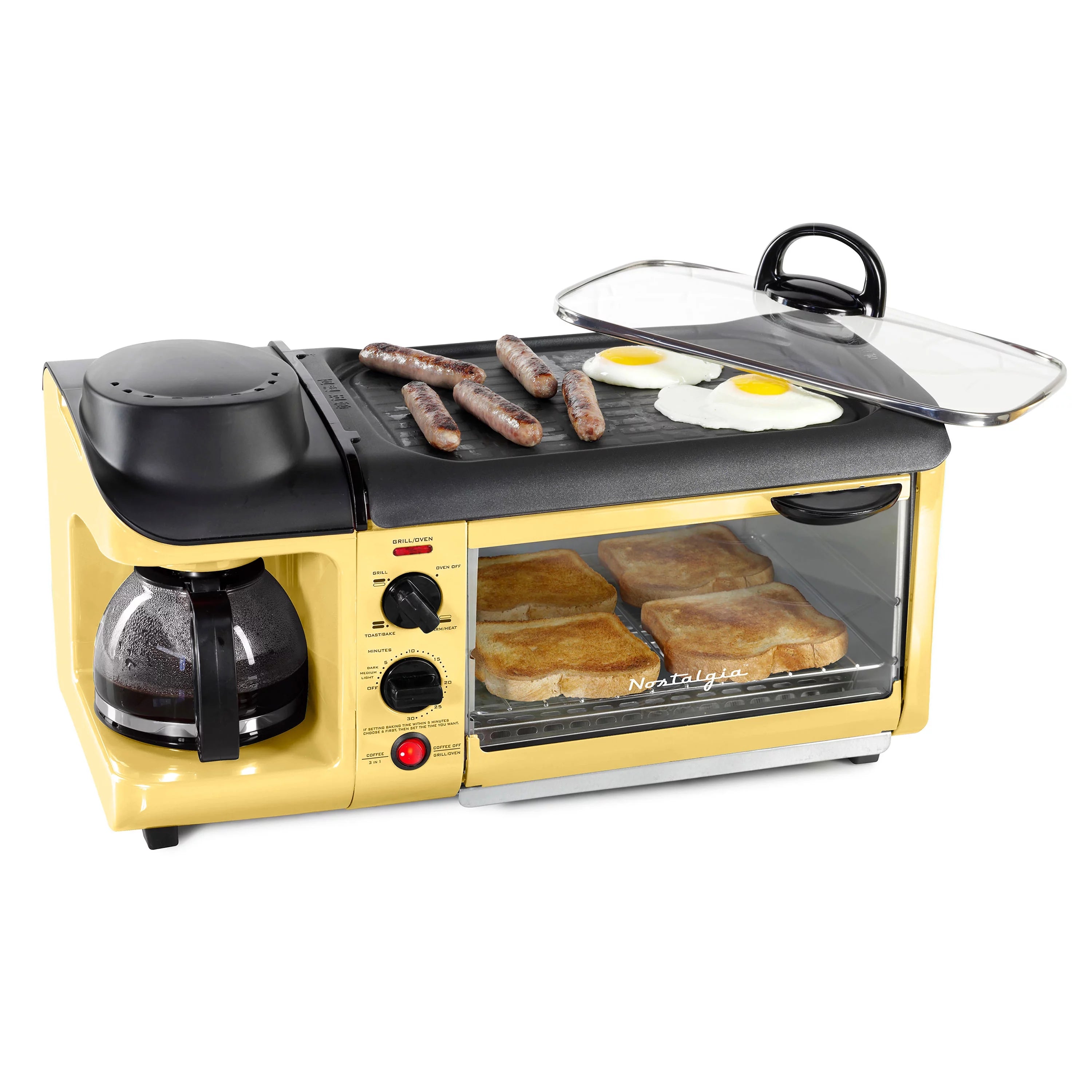 Nostalgia Retro 3-in-1 Family Size Non Stick Electric Grill with Glass Lid