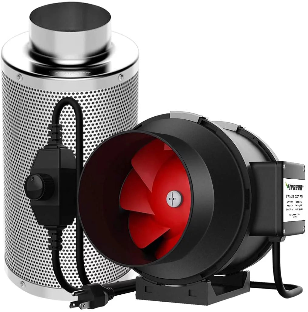 VIVOSUN 6 in 390 CFM Inline Duct Fan with 6 in Carbon Filter Control