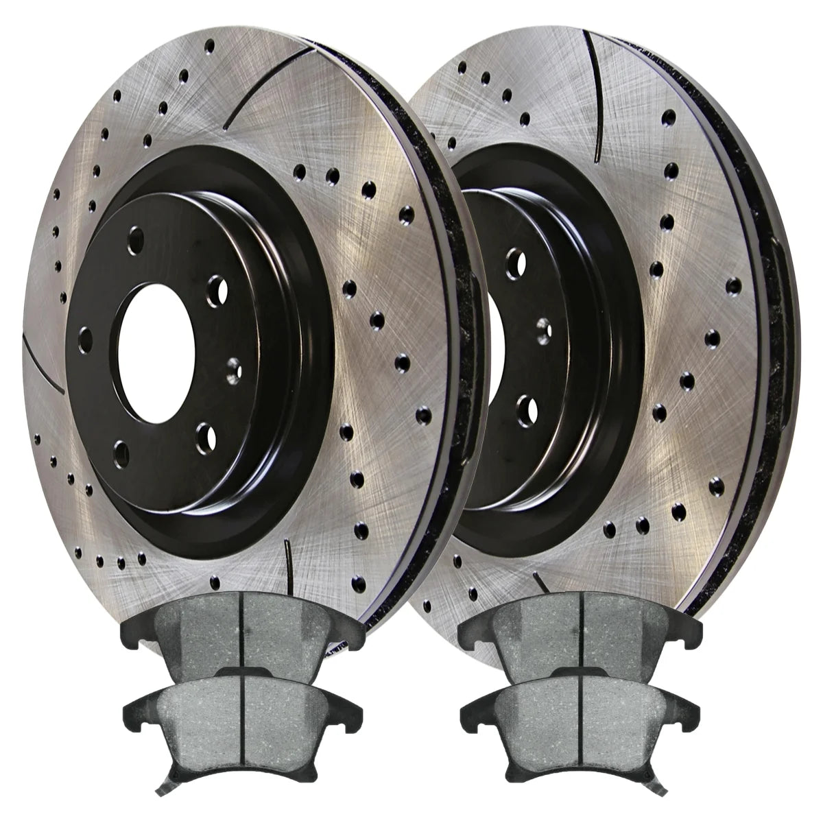 AutoShack Front Drilled Slotted Brake Rotors Black and Ceramic Pads Driver and Passenger Side Replacement for 2013-2020 Ford Fusion 2013-2016 Lincoln MKZ 2.0L 3.7L AWD FWD Rotor Size 316mm BRKPK411