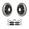 Transit Auto - Rear Coated Drilled Slotted Disc Brake Rotors And Semi-Metallic Pads Kit For 2019-2019 Chevrolet Silverado 1500 LD GMC Sierra Limited With Electric Parking KDA-102690