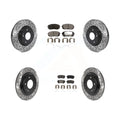Transit Auto - Front Rear Coated Drilled Slotted Disc Brake Rotors And Semi-Metallic Pads Kit For 2016 Kia Optima LX EX 1.6T With Electric Parking KDF-100866