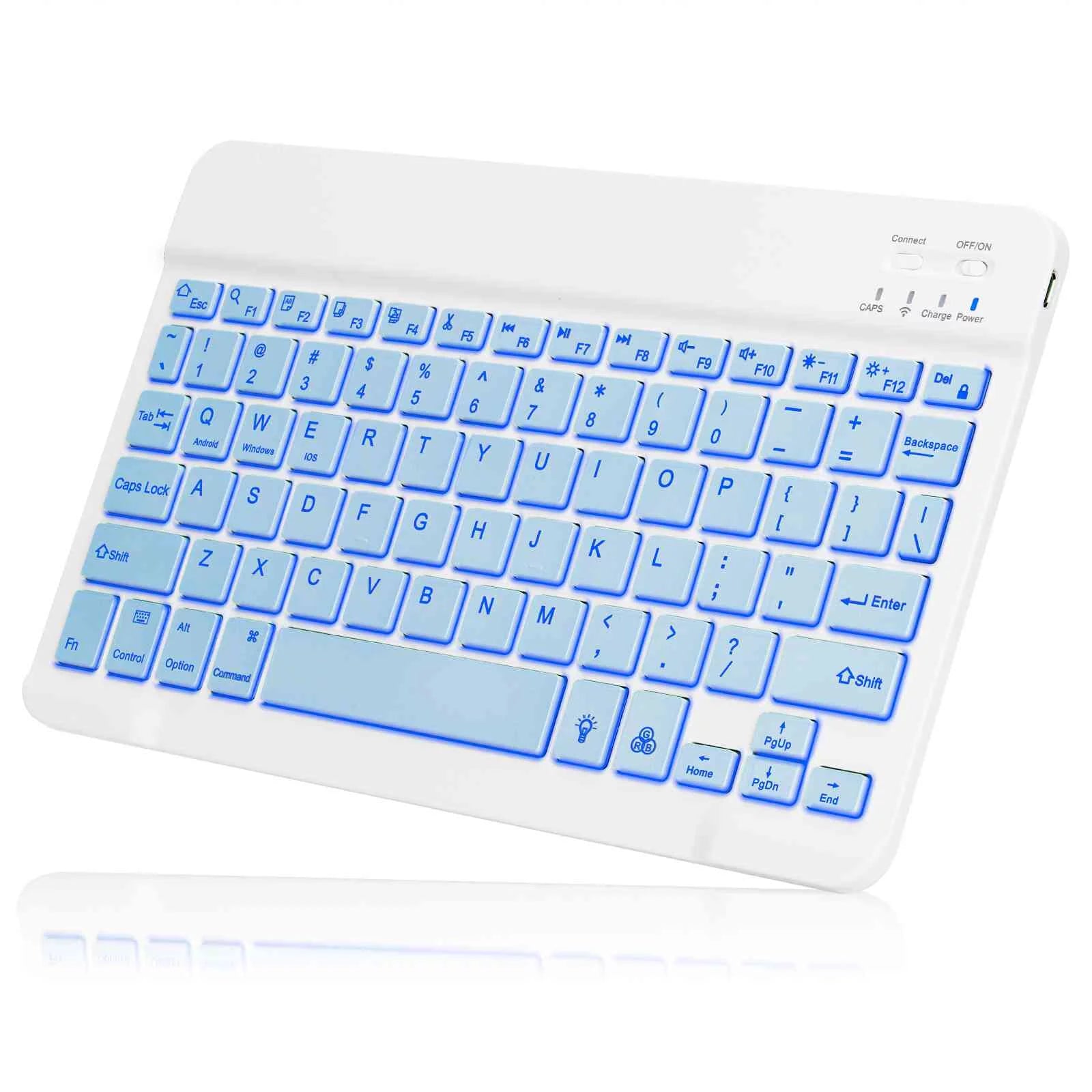 UX030 Lightweight Ergonomic Keyboard with Background RGB Light, Multi Device slim Rechargeable Keyboard Bluetooth 5.1 and 2.4GHz Stable Connection Keyboard for Dell Inspiron 5000 Series Laptop