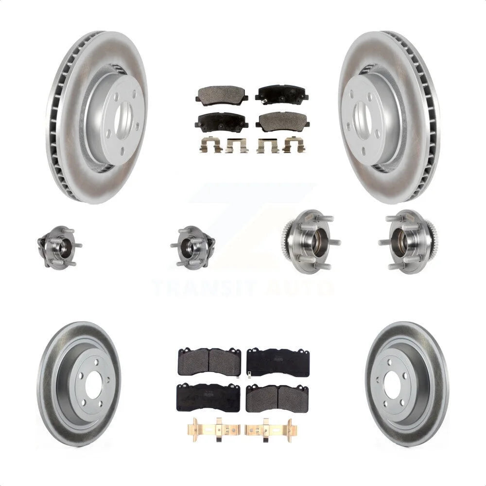 Transit Auto - Front Rear Hub Bearings Assembly Coated Disc Brake Rotors And Semi-Metallic Pads Kit (10Pc) For 2015 Ford Mustang V6 with 3.7L With Brembo Brakes KBB-125955