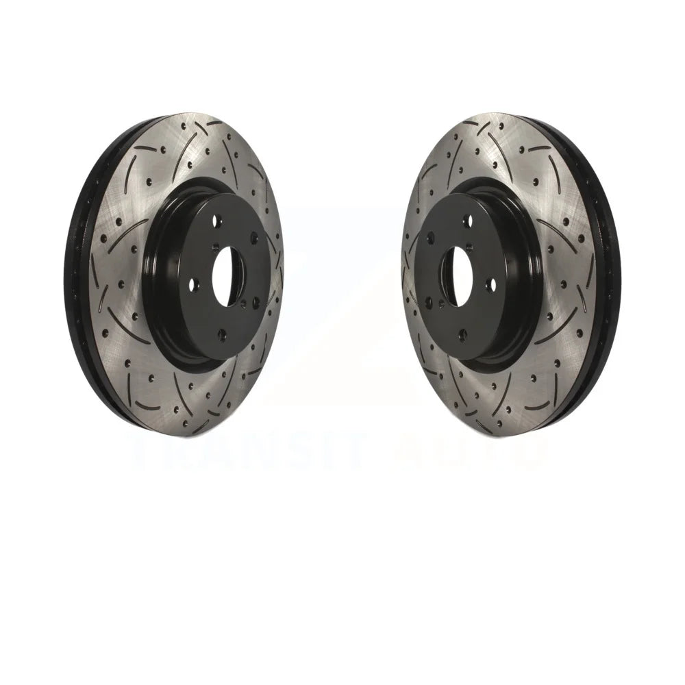 Front Coated Drilled Slotted Disc Brake Rotors Pair For Subaru Outback Legacy WRX Tribeca B9 KD-100044