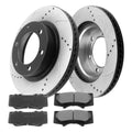 Teledu Front Drilled Disc Rotors + Brake Pads For Toyota 4Runner FJ Cruiser Tacoma