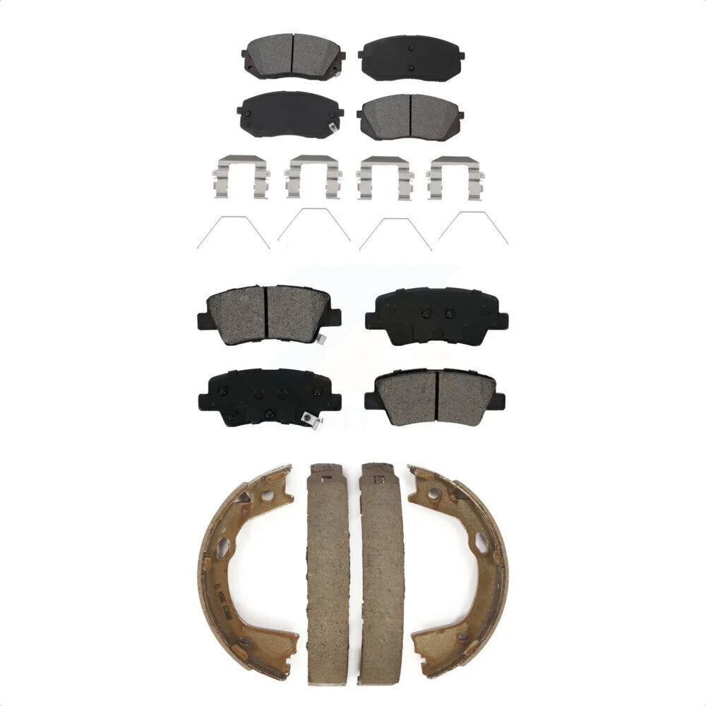 Transit Auto - Front Rear Semi-Metallic Brake Pads And Parking Shoes Kit For 2016 Kia Optima SX SXL Limited With Electric KSN-100865