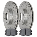 AutoShack Front Drilled Slotted Brake Rotors Silver and Ceramic Pads Kit Driver and Passenger Side Replacement for 2012 2013 2014 Honda Civic 1.8L FWD BRKPKG600068
