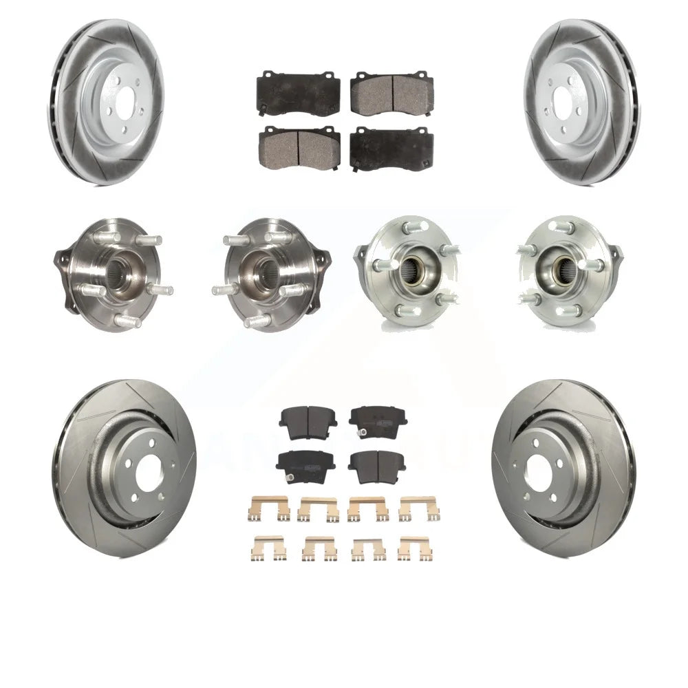 Transit Auto - Front Rear Hub Bearings Assembly Coated Disc Brake Rotors And Semi-Metallic Pads Kit (10Pc) For 2020 Dodge Challenger GT with AWD With Brembo Brakes KBB-117010