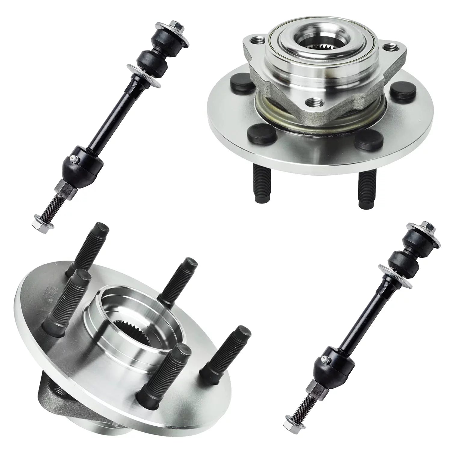 Detroit Axle - 2WD Front Wheel Bearing & Hub Assembly + Sway Bar Link Kit Replacement for 2002 2003 2004 2005 Dodge Ram 1500 (5 Lug with Non-ABS Models) - 4pc Set