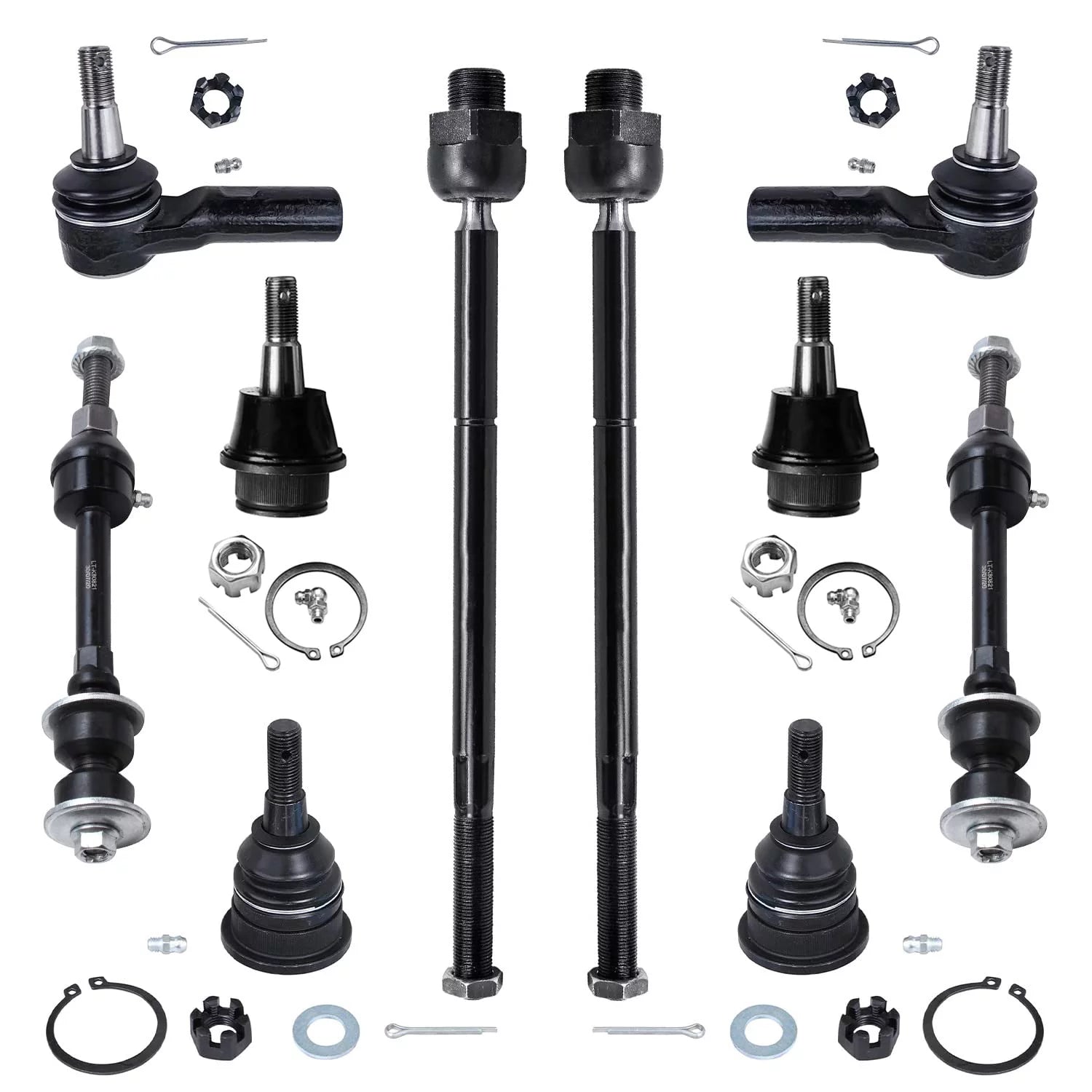 Detroit Axle - RWD Front 10pc Suspension Kit for 2006 2007 2008 Dodge Ram 1500 4 Upper & Lower Ball Joints 4 Tie Rods 2 Sway Bar Links Replacement [Excluding Extended Crew Cabs]