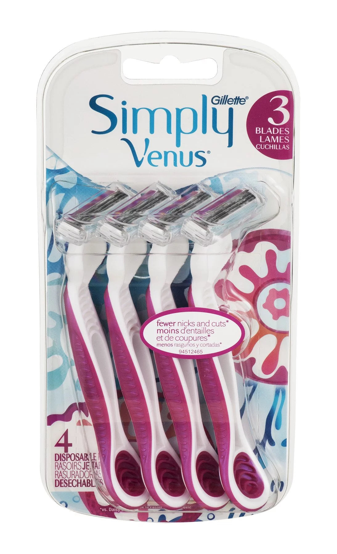 Gillette Simply Venus 3 Blade Disposable Razors 4 Each Pack of 3