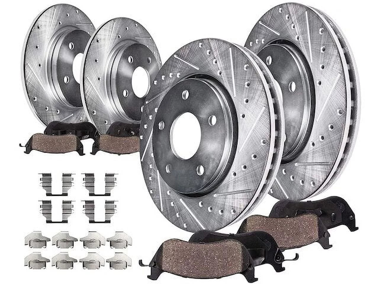 Front and Rear Brake Pad and Rotor Kit - Compatible with 2018 Jeep Wrangler JK