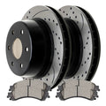 AutoShack Rear Drilled Slotted Brake Rotors Black and Performance Ceramic Pads Kit Driver and Passenger Side Replacement for GMC Sierra 1500 Yukon XL 1500 Chevrolet Suburban 1500 Tahoe Silverado 1500