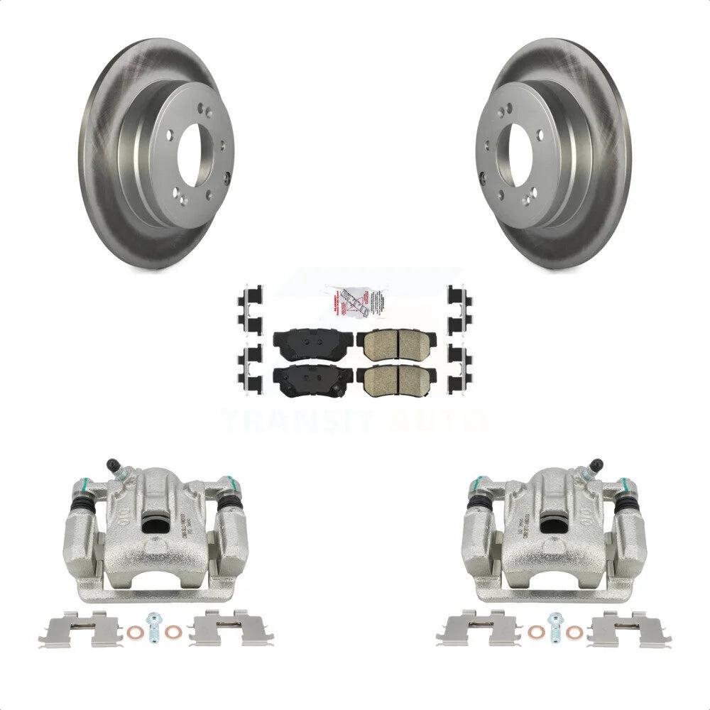Transit Auto Rear Disc Brake Caliper Coated Rotors And Ceramic Pads Kit For 2006 Hyundai Sonata 3.3L To 03 06 KCG-100877N
