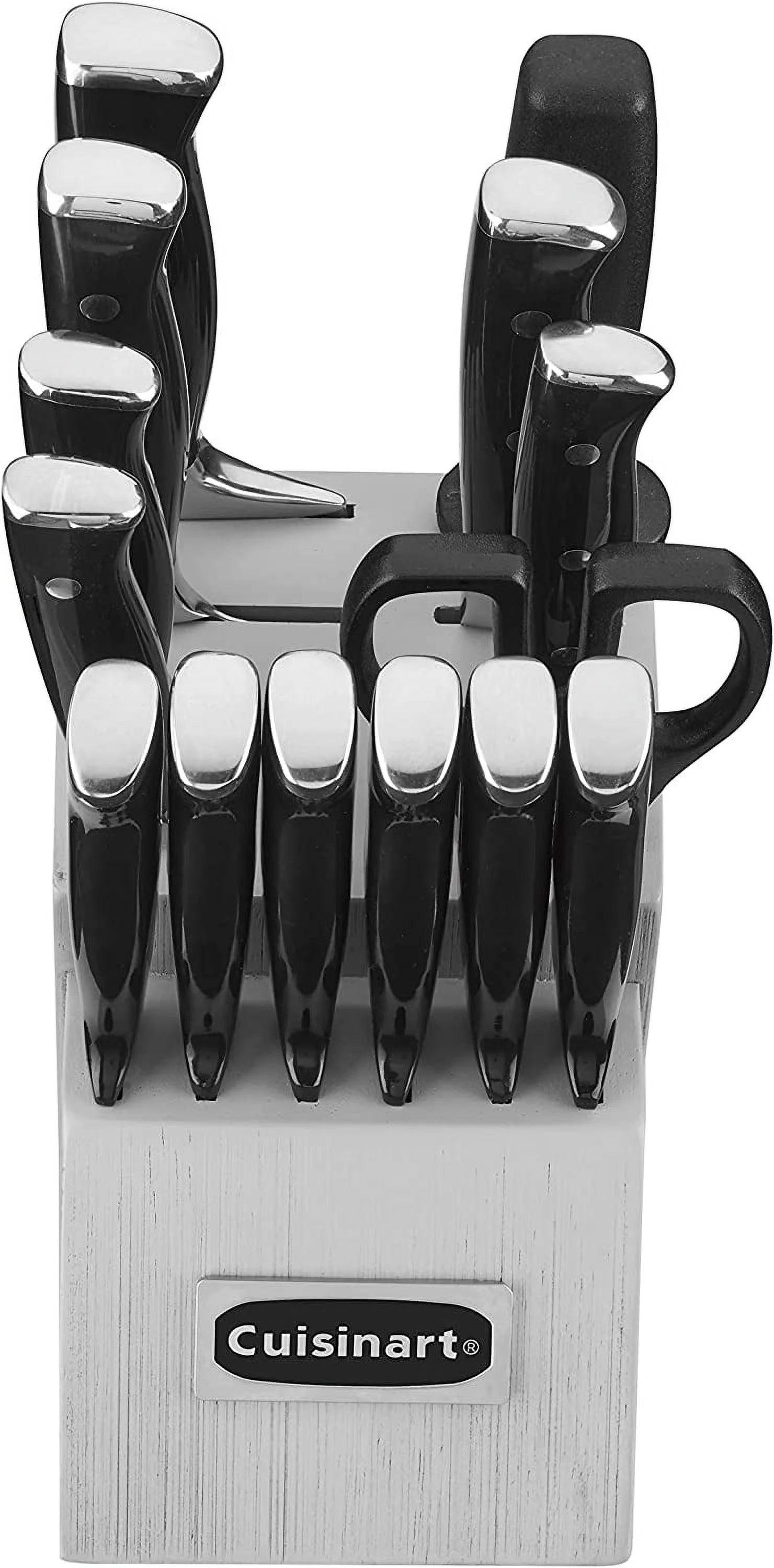 Cuisinart Classic Forged Triple Rivet, 15-Piece Knife Set with Block, Superior High-Carbon Stainless Steel Blades for Precision and Accuracy, (Black/Gray)