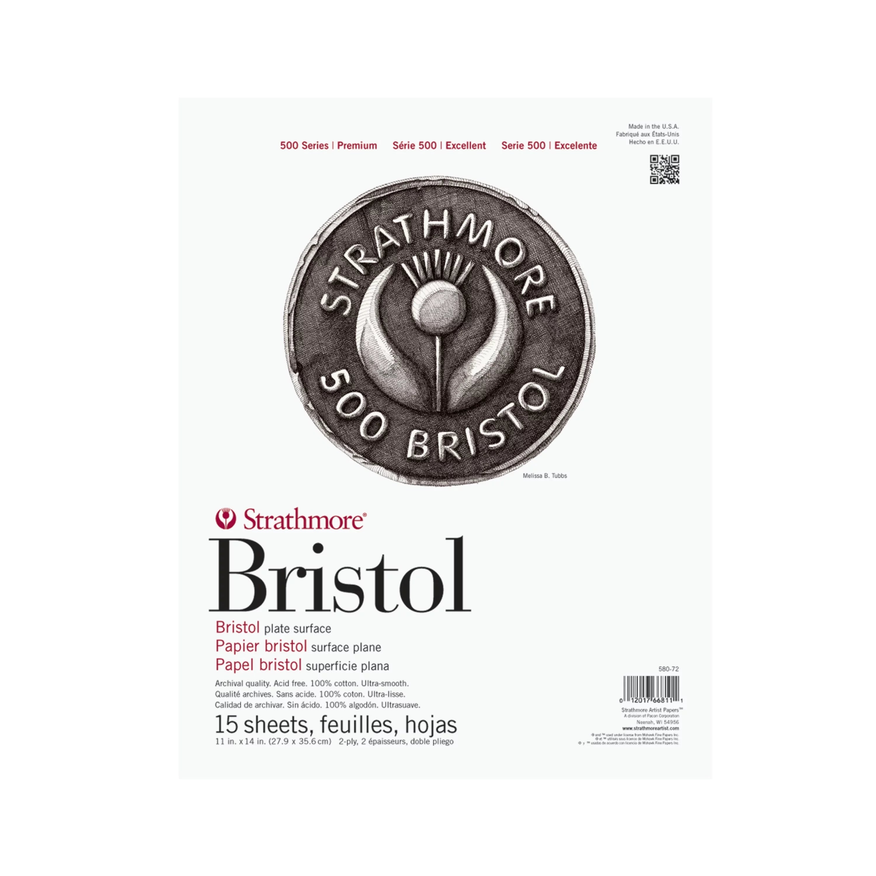 Strathmore Bristol Paper Pad, 500 Series, 11 x 14, Plate