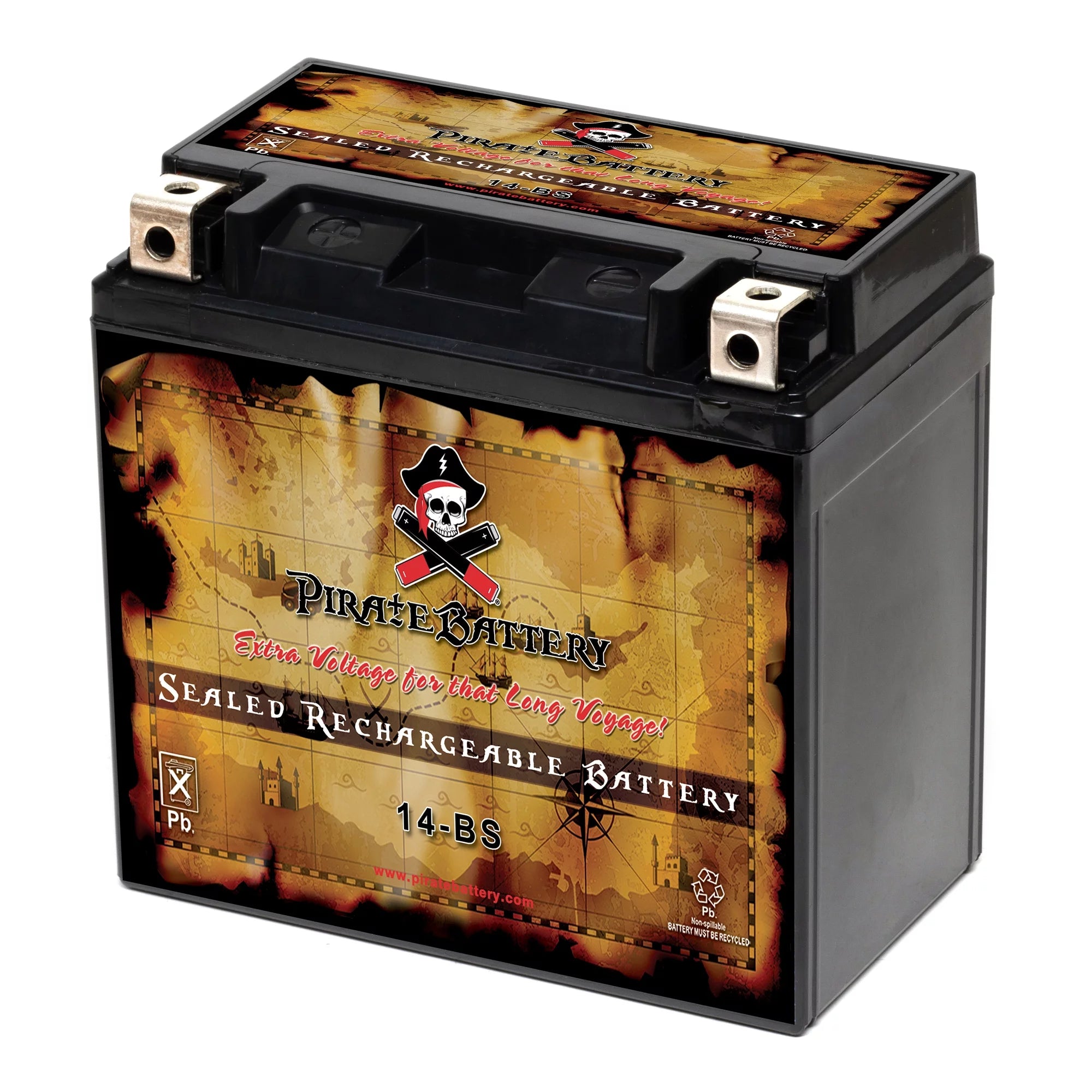 Pirate Battery YTX14-BS (14-BS 12 Volt,12 Ah, 200 CCA) Motorcycle Battery for Buell 500cc Blast 2000