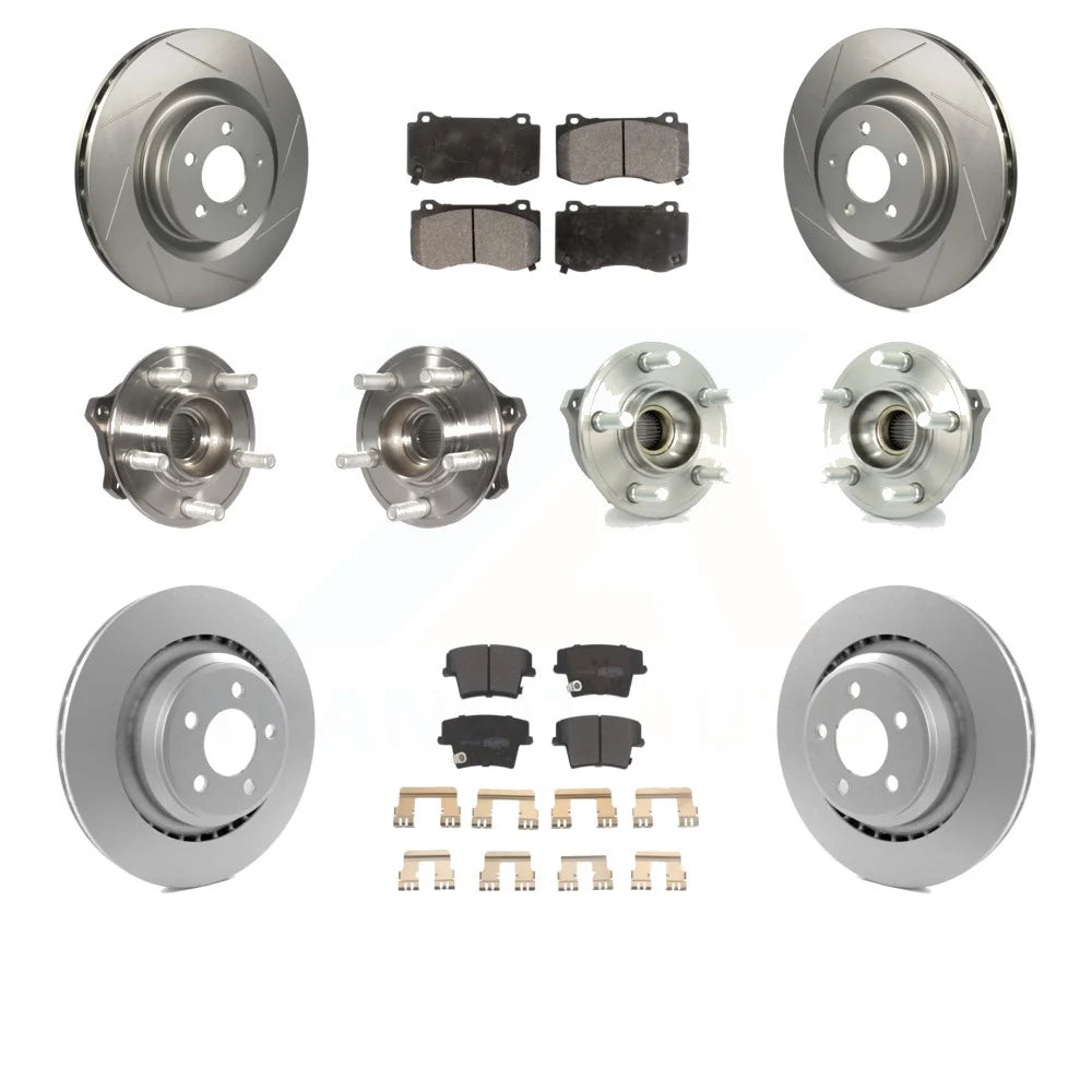 Transit Auto - Front Rear Hub Bearings Assembly Coated Disc Brake Rotors And Semi-Metallic Pads Kit (10Pc) For 2020 Dodge Challenger GT with AWD With Brembo Brakes KBB-117011