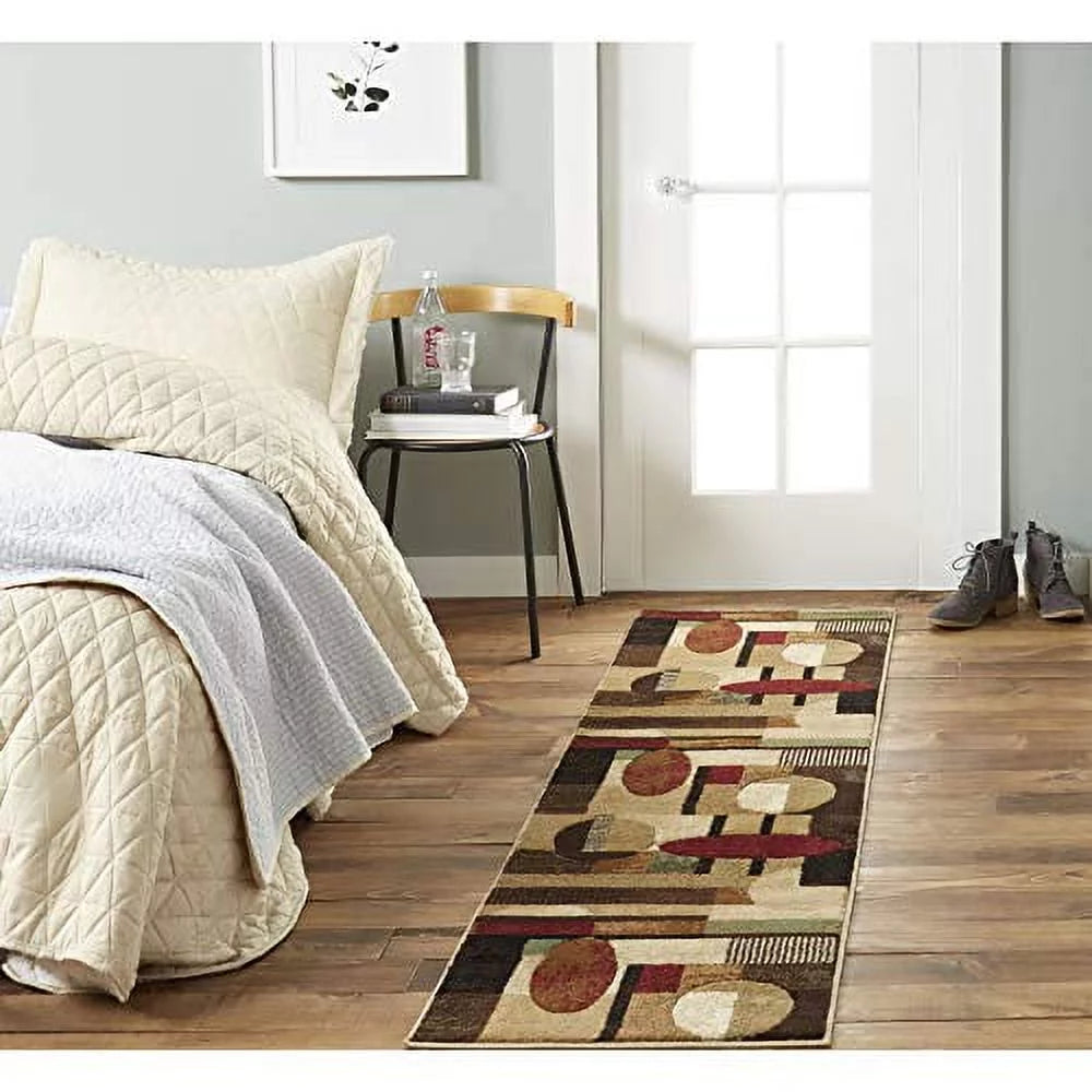 Home Dynamix Tribeca Jasmine Contemporary Geometric Runner Area Rug, Brown/Red, 1'9x7'2