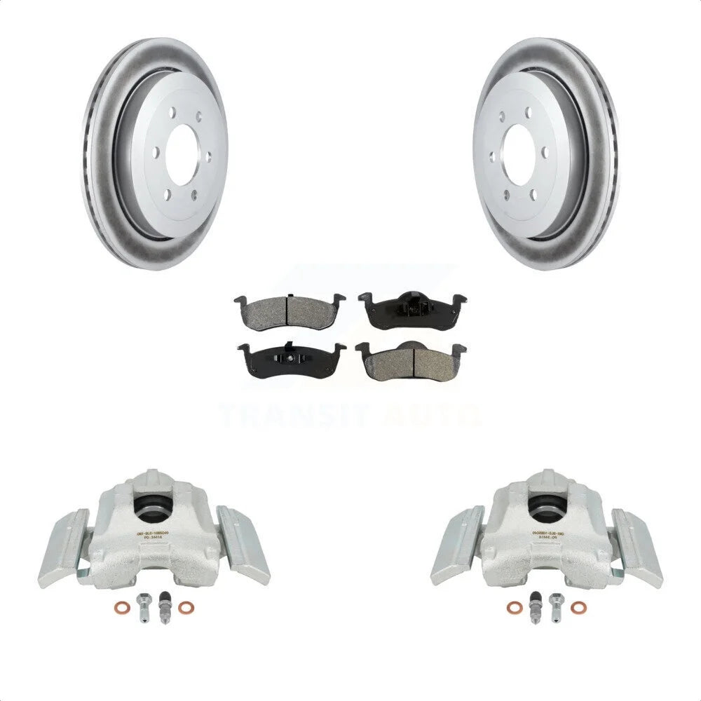 Transit Auto Rear Disc Brake Caliper Coated Rotors And Semi-Metallic Pads Kit For 2007-2017 Ford Expedition Lincoln Navigator KCG-100159S