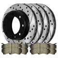 AutoShack Front Rear Drilled Slotted Brake Rotors Black and Ceramic Pads Kit Replacement for 2001-2006 Chevrolet Silverado 2500 HD 2001-2006 GMC Sierra 2500 HD 6.0L 6.6L 8.1L V8 4WD RWD