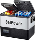 Setpower PT55 12V Portable Car Refrigerator Freezer, 58 Quart Dual Zone Outdoor Fridge, 0¨H-50¨H, Separate Temperature Control, 3-Year Warranty, Camping, RV, and Home Use, DC Only