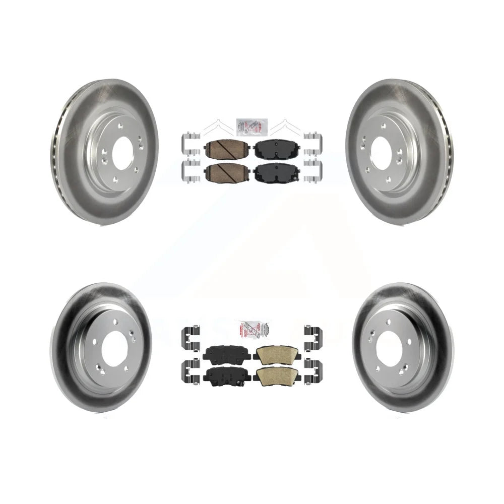 Transit Auto - Front Rear Ceramic Pads And Coated Disc Brake Rotors Kit For 2021 Kia Forte 1.6L With Electric Parking KGA-102787