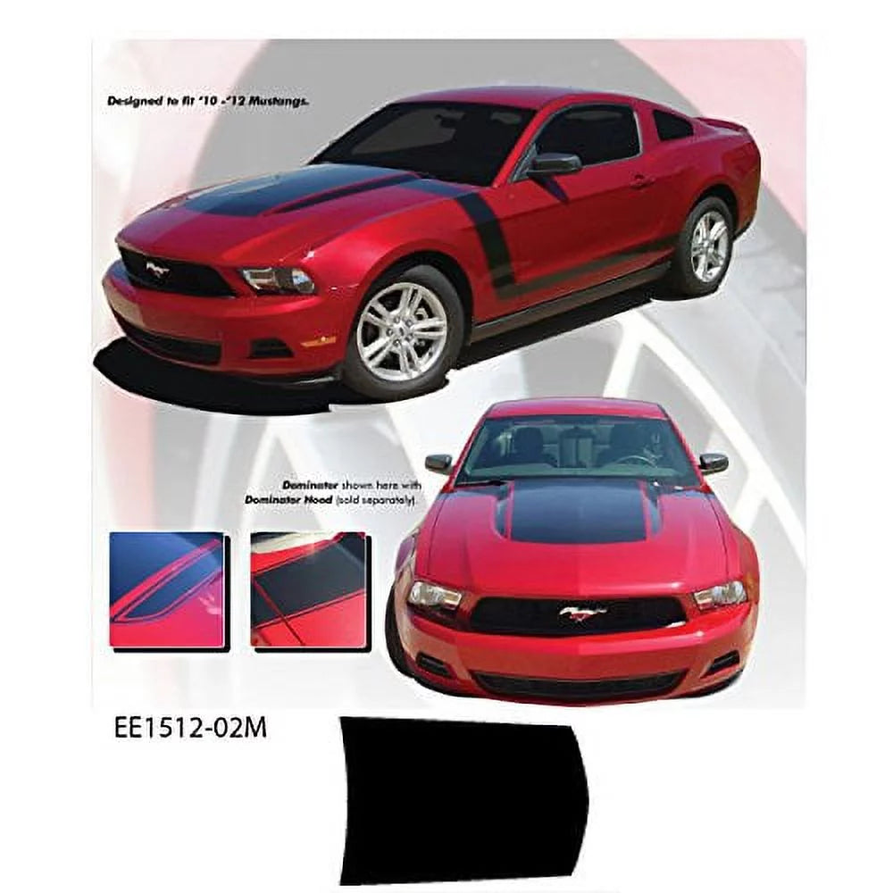 CarBeyondStore, Compatible with - Ford Mustang 2010 to 2012 Gloss Black Dominator Hood Stripe Vinyl Graphics Kit