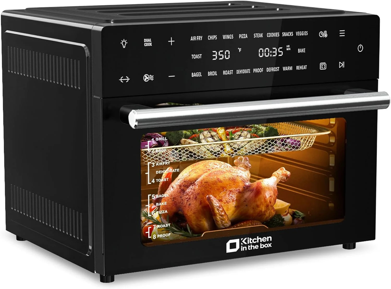 32 QT Digital Toaster Oven Air Fryer Combo, YINCHEN Convection Oven Countertop, 19-in-1 Smart Airfryer, Pizza Oven with, Toast Bake and Broil, Rotisserie, 6 Accessories, 1800W