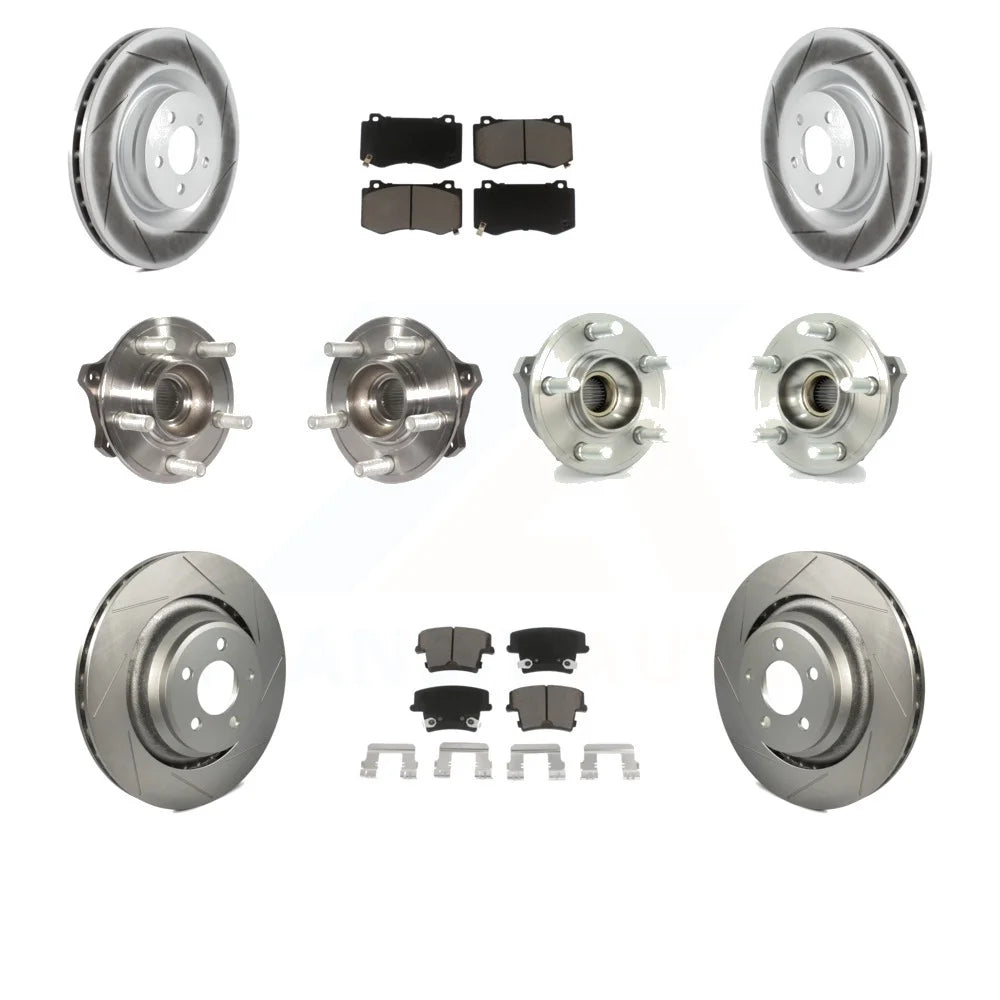 Transit Auto - Front Rear Hub Bearings Assembly Coated Disc Brake Rotors And Ceramic Pads Kit (10Pc) For 2020 Dodge Challenger GT with AWD With Brembo Brakes KBB-120587