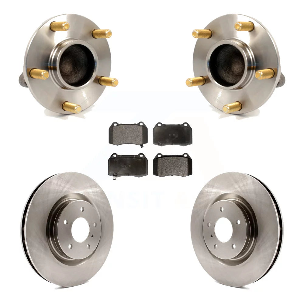 Transit Auto - Front Hub Bearing Assembly With Disc Brake Rotors And Semi-Metallic Pads Kit For Nissan 350Z INFINITI G35 Brembo Brakes KBB-105123