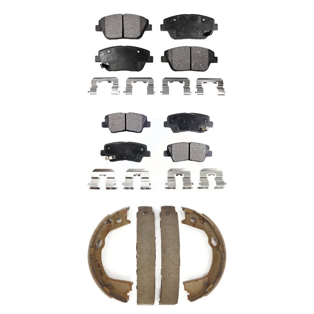 Transit Auto - Front Rear Semi-Metallic Brake Pads And Parking Shoes Kit For Kia Optima With Electric KFN-100725