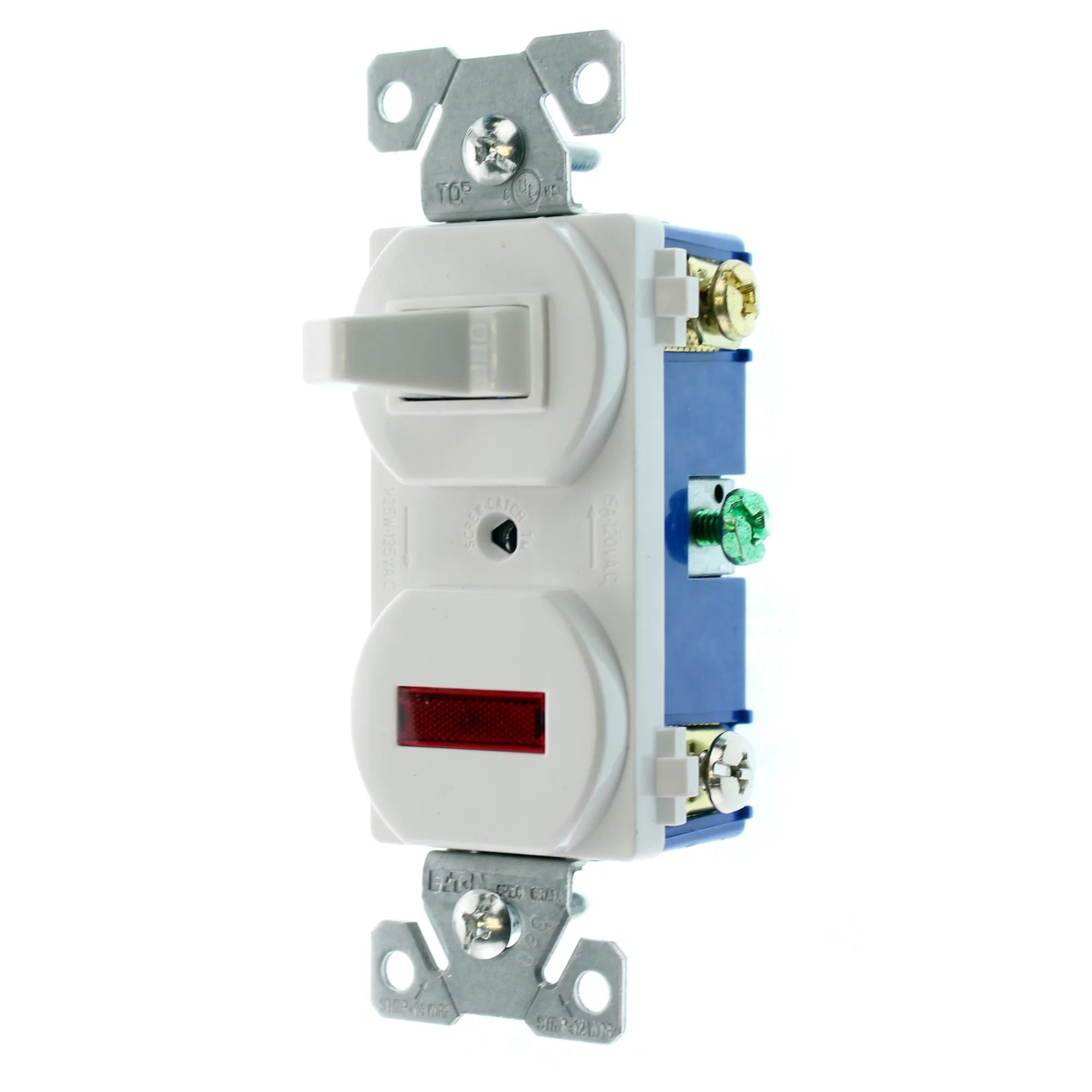Hubbell RC109WZ Toggle Switch w/ Pilot Light, 1-Pole, 15-Amp, 120-Volt, White, (48-Pack)
