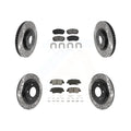 Transit Auto - Front Rear Coated Drilled Slotted Disc Brake Rotors And Semi-Metallic Pads Kit For 2016 Hyundai Sonata GAS engine With Electric Parking KDS-100761