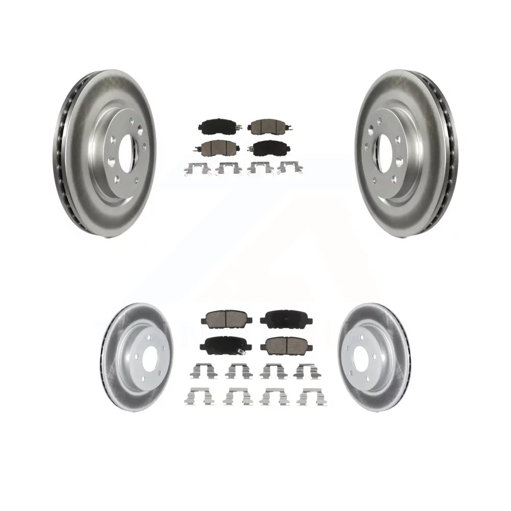 Transit Auto - Front Rear Coated Disc Brake Rotors And Ceramic Pads Kit For 2017 Nissan LEAF With Electric Parking KGC-101187