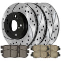AutoShack Front and Rear Drilled Slotted Brake Rotors Black and Ceramic Pads Kit Replacement for 2013-2015 Honda Civic 2014-2015 Acura ILX 1.8L 2.0L FWD