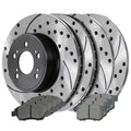 AutoShack Front and Rear Drilled Slotted Brake Rotors Black and Ceramic Pads Kit Replacement for 2002 2003 2004 2005 2006 Acura RSX 2.0L FWD