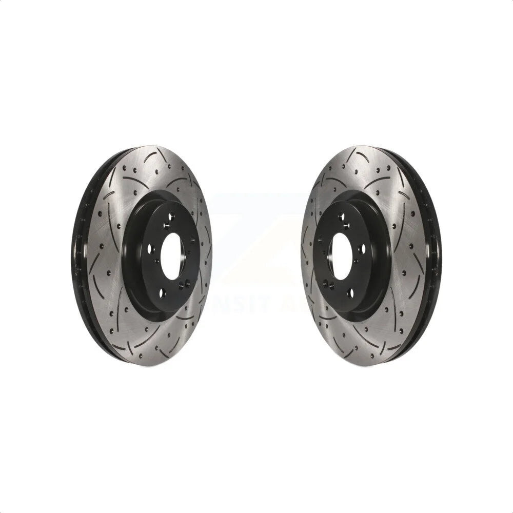 Front Coated Drilled Slotted Disc Brake Rotors Pair For Honda Pilot Acura MDX RLX ZDX KD-100054