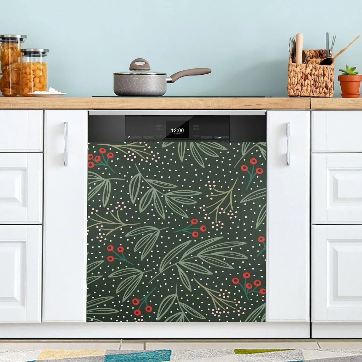 Wellsay Morning Glories Dishwasher Magnet Cover, Kitchen Dish Washer Door Panel Magnetic Sticker Home Appliances Decorative Stickers for Home Kitchen Farmhouse Decor, 23 W x 26 H Inch
