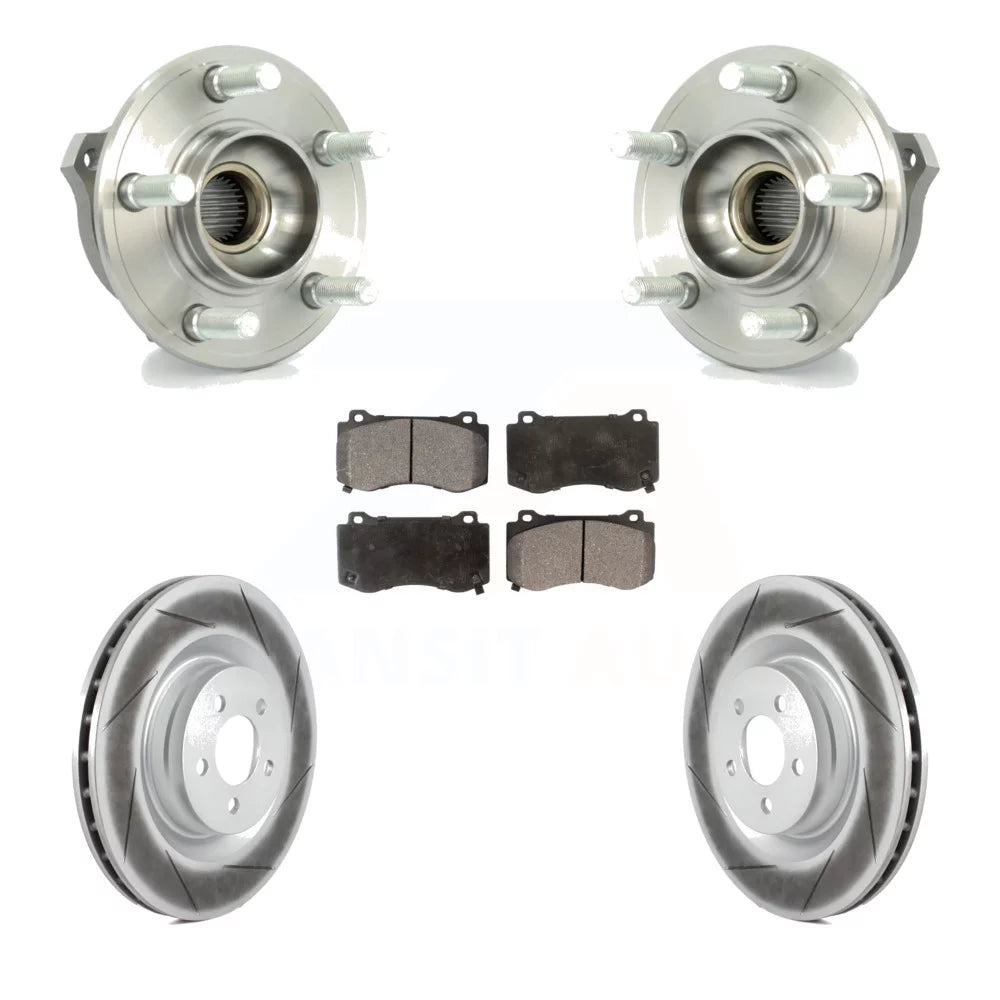 Transit Auto - Front Hub Bearing Assembly With Coated Disc Brake Rotors And Semi-Metallic Pads Kit For Dodge Challenger Charger Brembo Brakes GT with AWD KBB-116821